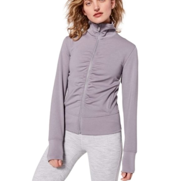 lululemon athletica Jackets & Blazers - Lululemon Gather Up Jacket Dusty Dawn Rose Front Rusching Full Zip Stretch Sz 8